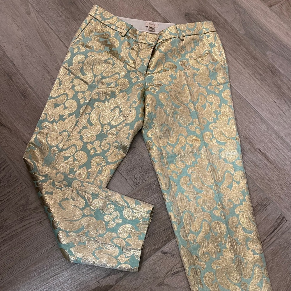 Jcrew Metallic Brocade Dress Pants